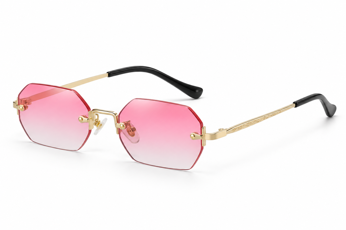 The Obsidian sunglasses, gold frame with pink gradient lenses [Pink]
