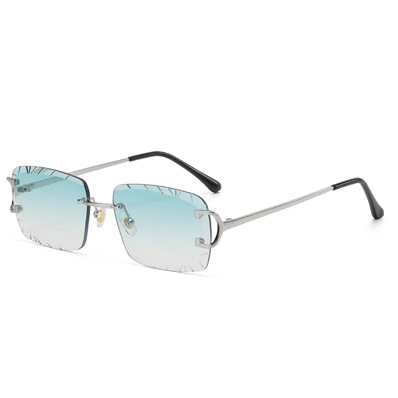 The Citrine sunglasses, silver frame with aqua gradient lenses [Silver Aqua Fade]